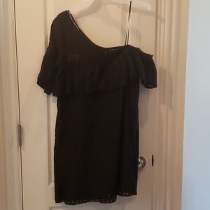 Black eyelet off the shoulder dress
